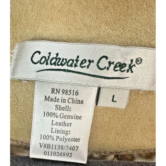 Coldwater Creek 100% Suede Leather Jacket Women's Large Tan Long Western *READ* - Picture 3 of 11